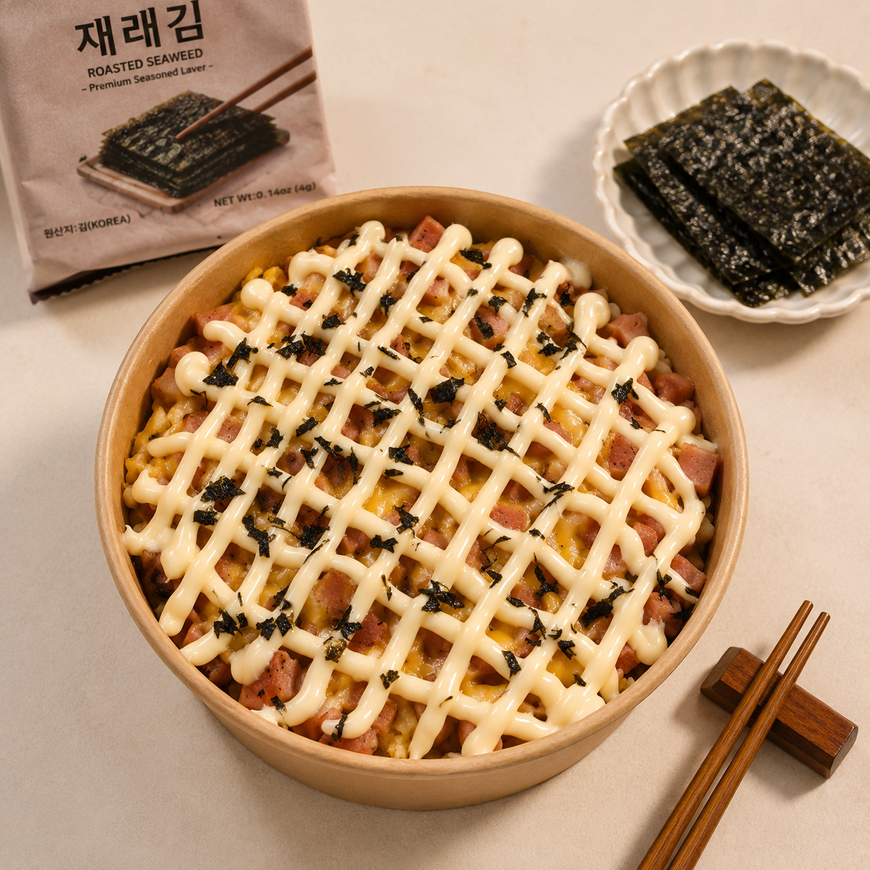 Cheesy Spam Ricebowl